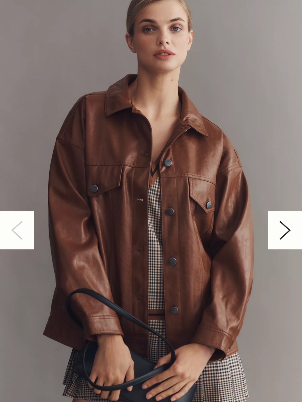 ANTHROPOLOGIE Pilcro Brown Leather Button-Front Jacket SzXXS
